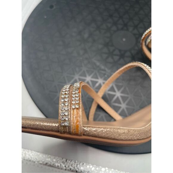 DREAM PAIRS Women's Gold Rhinestone Block Heels Square Open Toe Ankle Strap Sz 7 - Picture 11 of 11